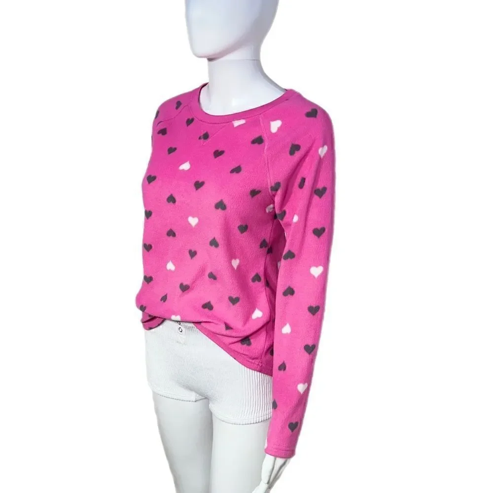 Abstract Heart Fleece Pajama Shirt